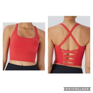 LazyShe Padded Sports Bras for Women - Strappy Spaghetti Strap Workout